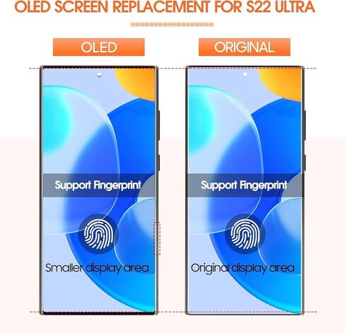 شاشة OLED بديلة لهاتف Samsung Galaxy S22 Ultra لشاشة Samsung S22 Ultra LCD S908 S908U LCD محول رقمي لشاشة تعمل باللمس باللون الفضي مع إطار (إصدار الولايات المتحدة، يدعم بصمة الإصبع) in Saudi Arabia