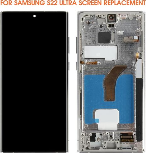 شاشة OLED بديلة لهاتف Samsung Galaxy S22 Ultra لشاشة Samsung S22 Ultra LCD S908 S908U LCD محول رقمي لشاشة تعمل باللمس باللون الفضي مع إطار (إصدار الولايات المتحدة، يدعم بصمة الإصبع) in Saudi Arabia
