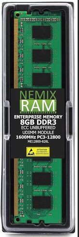 NEMIX RAM 16GB (2X8GB) DDR3 1600MHZ PC3-12800 2Rx8 1.35V 240-PIN ECC UDIMM مجموعة ذاكرة غير مخزنة in Kuwait