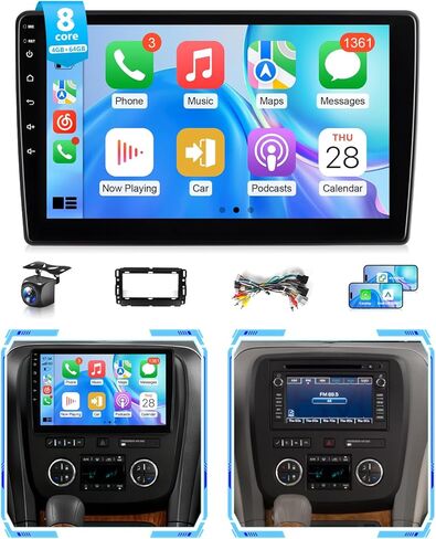 8Core 4G + 64G Android Car Stereo لـ GMC Chevy 2007 إلى 2014 Wireless Apple CarPlay Android Auto، شاشة لمس 10.1 بوصة IPS لوحدة رأس GMC Chevy 5G WiFi GPS Navi FM RDS EQ DSP Audio SWC in Saudi Arabia