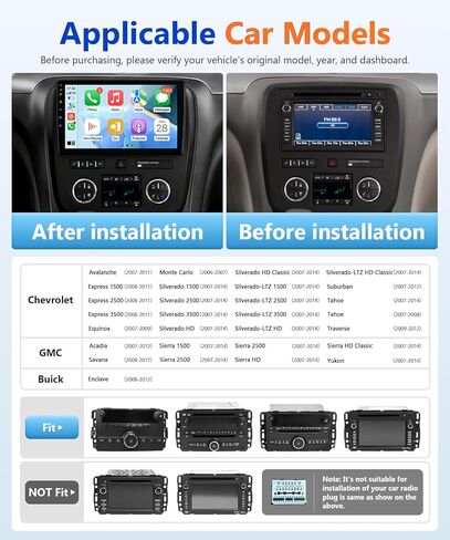 8Core 4G + 64G Android Car Stereo لـ GMC Chevy 2007 إلى 2014 Wireless Apple CarPlay Android Auto، شاشة لمس 10.1 بوصة IPS لوحدة رأس GMC Chevy 5G WiFi GPS Navi FM RDS EQ DSP Audio SWC in Saudi Arabia