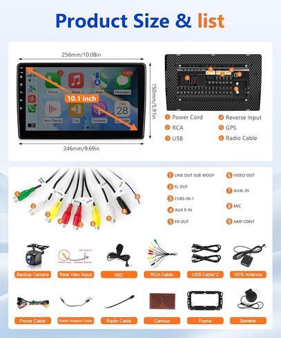 8Core 4G + 64G Android Car Stereo لـ GMC Chevy 2007 إلى 2014 Wireless Apple CarPlay Android Auto، شاشة لمس 10.1 بوصة IPS لوحدة رأس GMC Chevy 5G WiFi GPS Navi FM RDS EQ DSP Audio SWC in Saudi Arabia