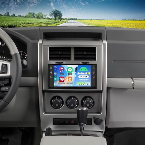 Android 14 Double Din Car Stereo ترقية راديو لسيارة Jeep Liberty 2008-2011، 2G+32G 7 بوصة شاشة لمس لاسلكية Carplay Android Auto GPS WiFi Bluetooth RDS DSP SWC Mirrorlink Mic كاميرا احتياطية in Kuwait