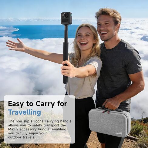 حقيبة حمل ماكس 2 لملحقات حقيبة السفر للتخزين Gopro Max 2 متوافقة مع شاحن بطارية مزدوج Go pro Max 2/عمود تمديد 4 أقدام (1.2 متر) in Kuwait