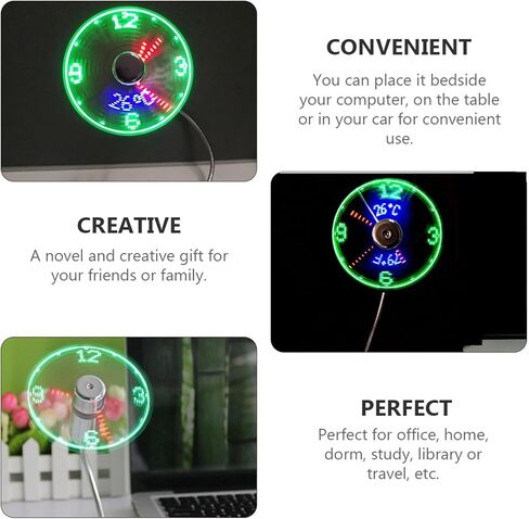 BESPORTBLE USB Clock Fan with Digital Time Display Mini Portable USB Cooling Fan for Home Office with Rechargeable Battery in Saudi Arabia