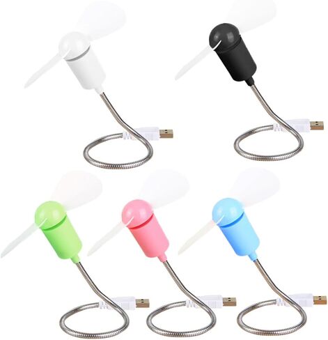 مجموعة 5 مراوح USB صغيرة، مراوح تبريد صغيرة مرنة وهادئة لأجهزة الكمبيوتر المحمول والكمبيوتر، منفاخ هواء شخصي محمول مناسب للمكتب والسفر، لون عشوائي in Kuwait