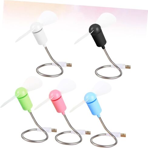 مجموعة 5 مراوح USB صغيرة، مراوح تبريد صغيرة مرنة وهادئة لأجهزة الكمبيوتر المحمول والكمبيوتر، منفاخ هواء شخصي محمول مناسب للمكتب والسفر، لون عشوائي in Kuwait