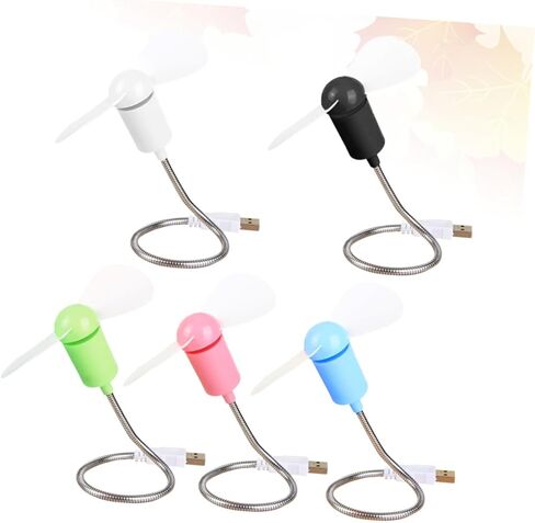 5pcs USB Mini Fans Flexible Neck Quiet Small Desk Cooling Fans for Computer and Laptop, Portable Bladeless Air Movers Suitable for Office, Home, and Travel Random Color in Saudi Arabia