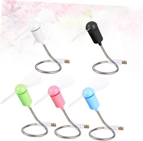 5pcs USB Mini Fans Flexible Neck Quiet Small Desk Cooling Fans for Computer and Laptop, Portable Bladeless Air Movers Suitable for Office, Home, and Travel Random Color in Saudi Arabia
