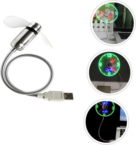 مروحة ساعة LED صغيرة تعمل بمنفذ USB مع مروحة تبريد محمولة مرنة لأجهزة الكمبيوتر المحمول والمكتب تستخدم شاشة عرض وقت وامض USB in Saudi Arabia