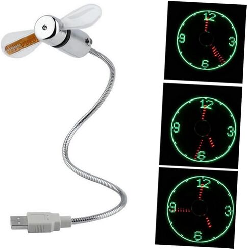 مروحة ساعة LED صغيرة تعمل بمنفذ USB مع مروحة تبريد محمولة مرنة لأجهزة الكمبيوتر المحمول والمكتب تستخدم شاشة عرض وقت وامض USB in Saudi Arabia
