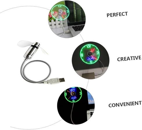 مروحة ساعة LED صغيرة تعمل بمنفذ USB مع مروحة تبريد محمولة مرنة لأجهزة الكمبيوتر المحمول والمكتب تستخدم شاشة عرض وقت وامض USB in Saudi Arabia
