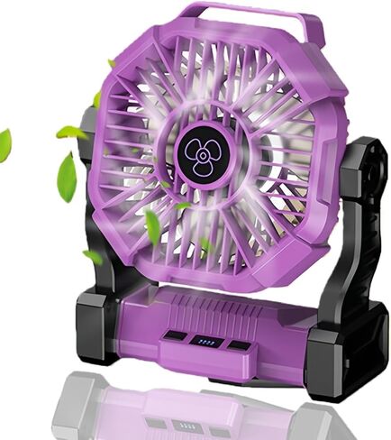 Rechargeable Battery Operated Fan with 3 Level Bright LED Light, Orange, Camping Light, 5V-2A Input, 1W-6W Output (Green) in Saudi Arabia
