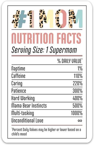 Supermom Nutrition Facts Sticker New Mom Waterproof Vinyl Stickers for Laptop Water Bottle Notebook Scrapbook Diary Planner Mother's Day Stickers Gifts for First Mom in Saudi Arabia