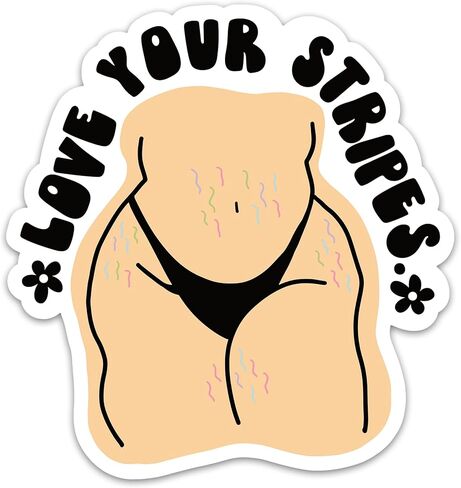 ملصق Love Your Strips ملصق تحفيزي للجسم الإيجابي، علامات تمدد ملهمة، العناية الذاتية بالصحة العقلية، ملصقات فينيل مقاومة للماء لأجهزة الكمبيوتر المحمول Kindle زجاجة مياه هدايا للأم والنساء in Kuwait