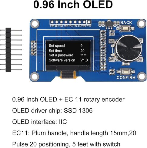 AITRIP 2 قطعة وحدة عرض OLED 0.96 بوصة مع أزرار EC11 جهاز تشفير دوار IIC واجهة شاشة LCD متوافقة مع Arduino in Saudi Arabia