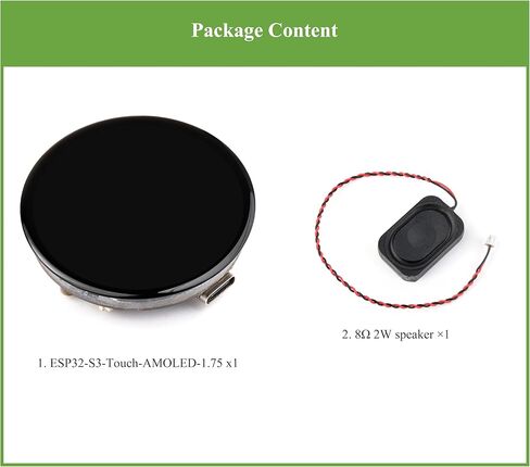 ESP32-S3 1.75inch AMOLED Round Touch Display Development Board, 466×466 Pixels, QSPI Interface, Onboard Dual Digital Microphone Array, Supports AI Speech Interaction, with Speaker in Saudi Arabia