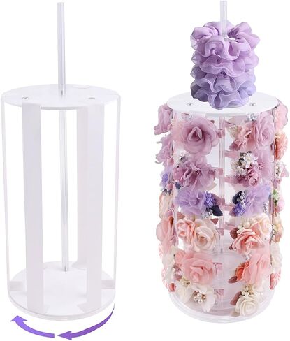 cherrboll Rotating Hair Bows Holder Stand, Headbands Organizer with Hooks, Scrunchies Claw Clips Rack Display, Hair Accessories Storage Nursery Room Decor for Baby Toddler Girls in Kuwait