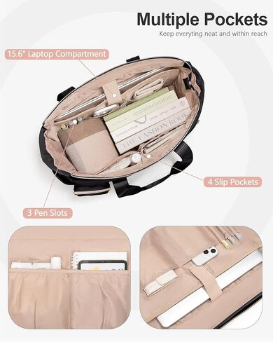 Work Tote Bag for 15.6" Laptop, Large Teacher Bag with Multi Pockets, Crossbody Nurse Utility Purse with for Women in Kuwait