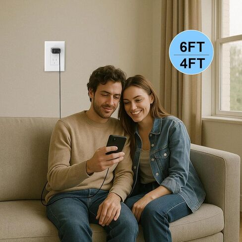 حزمة شاحن USB-C بقدرة 45 وات (مجموعة مكونة من قطعتين)، شاحن سريع ثنائي المنفذ مع كابلات USB-C إلى USB-C بطول 4 أقدام و6 أقدام، متوافقة مع Samsung Galaxy S25 Ultra/S24+/S23 وiPhone 17/16/15 in Kuwait