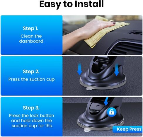 Car Phone Holder Mount for Dashboard, 360° Rotation Universal Cell Phone Stand for Car, Compatible with iPhone 17 16 15 14 13 Pro Max, and All 4-7 Inch Phones in Saudi Arabia