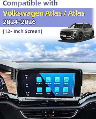 PZK حامل هاتف السيارة لـ 2024 2025 2026 VW/Volkswagen Atlas/Altas Cross Sport SE/SEL/SEL Premium R-Line/R-Line ملحقات شاشة 12 بوصة مغناطيسية 15 وات شاحن لاسلكي سريع حامل هاتف السيارة in Saudi Arabia
