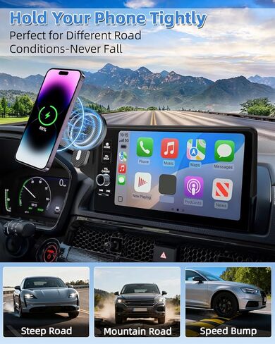 PZK حامل هاتف السيارة لـ 2024 2025 2026 VW/Volkswagen Atlas/Altas Cross Sport SE/SEL/SEL Premium R-Line/R-Line ملحقات شاشة 12 بوصة مغناطيسية 15 وات شاحن لاسلكي سريع حامل هاتف السيارة in Saudi Arabia