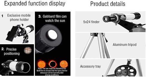 Telescopes for Adults Astronomy, High Power Binoculars Monocular Beginners,70mm Aperture 400mm AZ Mount,Multi-Coated Optics,Telescopes for Adults,Astronomy Refractor Monocular with Tripod,Backpack in Saudi Arabia