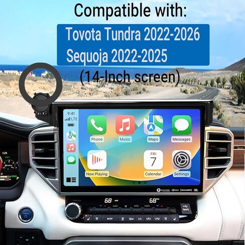 Car Phone Holder for Toyota Tundra 2022 2023 2024 2025 2026 Accessories/Toyota Sequoia 2023-2026 Accessories, Phone Mount Compatible with MagSafe, 360° Rotation (for 14 inch Screen only) in Kuwait