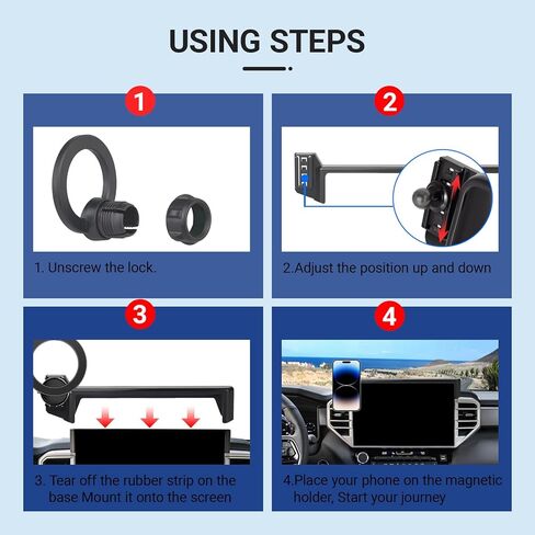 Car Phone Holder for Toyota Tundra 2022 2023 2024 2025 2026 Accessories/Toyota Sequoia 2023-2026 Accessories, Phone Mount Compatible with MagSafe, 360° Rotation (for 14 inch Screen only) in Kuwait