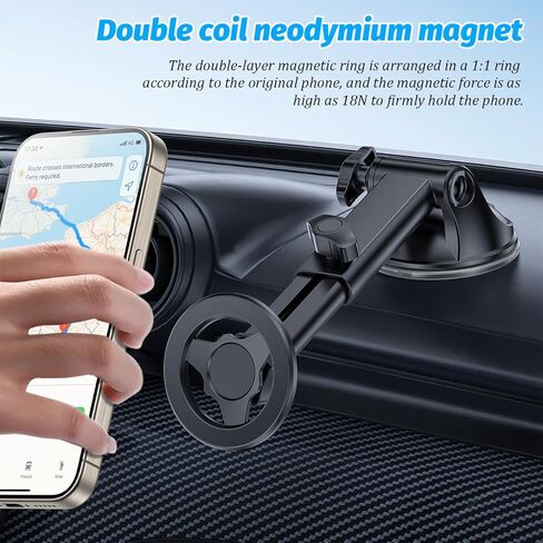 Magnetic Car Phone Holder, 360° Adjustable Vehicle Cell Phone Mount with Suction Cup Stand, Automotive Smartphone Holder for Dashboard Windshield, Universal for SUV RV Truck (StyleB) in Saudi Arabia
