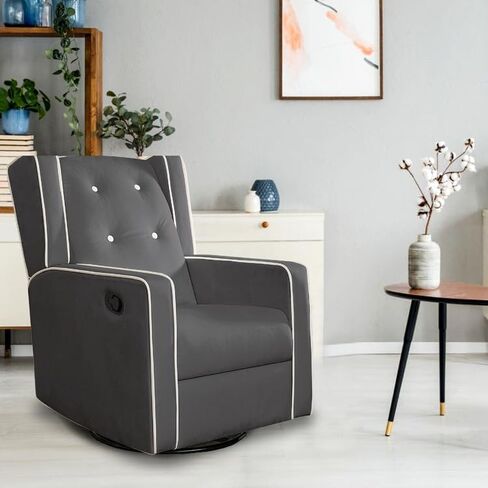 Odelia Swivel Glider Rocker Recliner Cream/Microfiber in Saudi Arabia