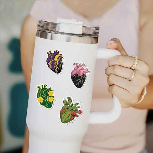 50 Pcs Anatomical Heart Stickers Human Organs Vinyl Decal Anatomy Artistic Sticker Laptop Water Bottle Notebook Journal Tablet Phone Helmet Bike Cabinet Locker Gifts for Nurses Students in Saudi Arabia
