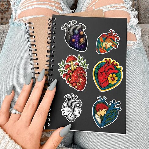 50 Pcs Anatomical Heart Stickers Human Organs Vinyl Decal Anatomy Artistic Sticker Laptop Water Bottle Notebook Journal Tablet Phone Helmet Bike Cabinet Locker Gifts for Nurses Students in Saudi Arabia