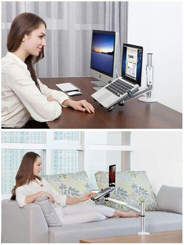 Husky Mounts Computer Monitor Stand Height Adjustable Full Motion Tilt Swivel Heavy Duty Steel Desk Mount Extending Arm Bracket in Saudi Arabia