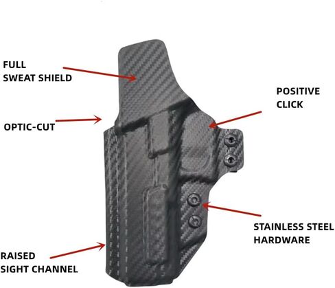غلوك 17،19، و45 مسدسات IWB حافظة من ألياف الكربون قابلة للثني KYDEX شل حافظة حمل مخفية مع مخلب للحد الأدنى من الطباعة تصميم خفيف الوزن ومنخفض المستوى in Kuwait