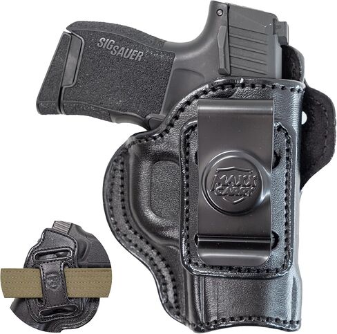 حافظة مسدس جلدية فاخرة Maxx Carry Multi-Carry 4-Way OWB & IWB تناسب Sig P365 Nitron Micro Compact 9mm، P365 SAS، P938 | Kimber Micro 9 & Solo 9 الجانب القوي، السحب المتقاطع والحمل الخلفي الصغير in Kuwait