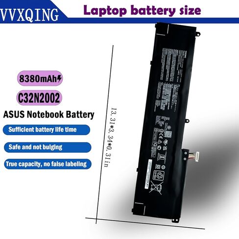 بطارية الكمبيوتر المحمول C32N2002 96Wh متوافقة مع Asus ZenBook Pro 15 UX535 UX535LI UX564PH Flip 15 UX535LI UX564EH UX564EI UX564PH Series Notebook 0B200-03770000 HSTNN-PB6K 801554-001 in Saudi Arabia