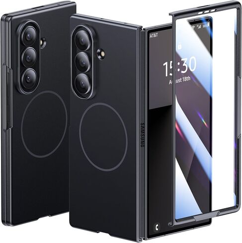 حافظة Lanhiem مغناطيسية لهاتف Samsung Galaxy Z Fold 7 مع واقي شاشة للخصوصية، [متوافقة مع MagSafe] [مضادة للتجسس] حافظة هاتف نحيفة واقية لكامل الجسم لهاتف Galaxy Z Fold 7، أسود in Kuwait