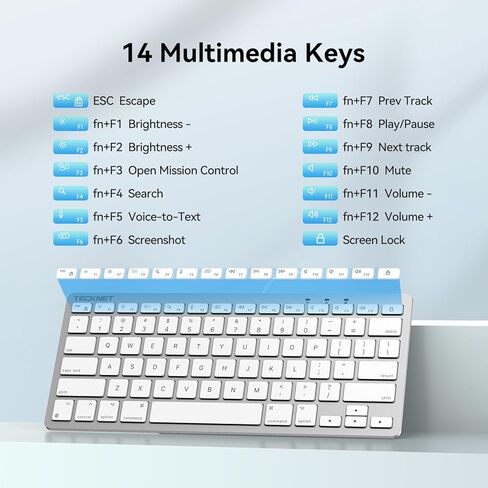 لوحة مفاتيح وماوس سلكية من TECKNET لأجهزة MacOS ذات واجهة مزدوجة، لوحة مفاتيح Mac رفيعة، زاوية كتابة مريحة مريحة، للكمبيوتر الشخصي/الكمبيوتر المحمول، متوافق مع MacBook، iMac، Mac mini/Pro، أبيض in Saudi Arabia