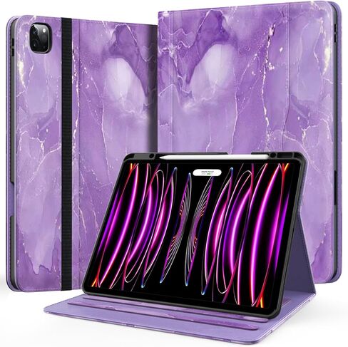 حافظة لجهاز iPad Air 11 بوصة M3/ M2 (2025/2024)، iPad Air الجيل الخامس/ الرابع 10.9 بوصة (2022/2020)، iPad Pro 11 (الجيل الرابع/ الثالث/ الثاني/ الأول)، غطاء حامل متعدد الزوايا مع حامل قلم رصاص، أزرق رخامي in Kuwait