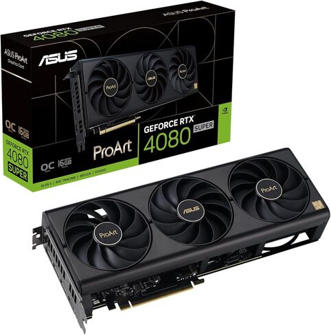 ASUS ProArt GeForce RTX 4080 Super OC Edition 16GB GDDR6X Gaming Graphics Card (NVIDIA GeForce RTX4080 DLSS 3, PCIe 4.0, 1x HDMI 2.1a, 3X DisplayPort 1.4a, PROART-RTX4080S-O16G), black (Renewed) in Saudi Arabia