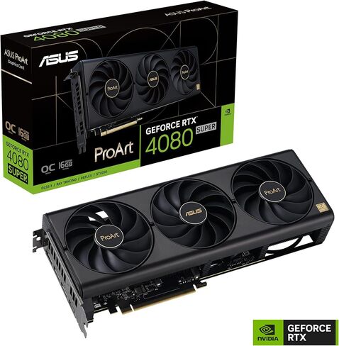 ASUS ProArt GeForce RTX 4080 Super OC Edition 16GB GDDR6X Gaming Graphics Card (NVIDIA GeForce RTX4080 DLSS 3, PCIe 4.0, 1x HDMI 2.1a, 3X DisplayPort 1.4a, PROART-RTX4080S-O16G), black (Renewed) in Saudi Arabia