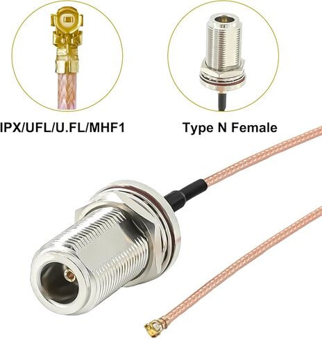 2PCS RG178 N Type U.FL IPX Coaxial Cable, Type-N Female to IPX MHF1 Pigtail Cable, 6Inch(15cm) Low Loss UFL IPX-1 to N Female Extension Jumper Cable for Wi-Fi Radios, Antenna,Wireless Routers in Saudi Arabia