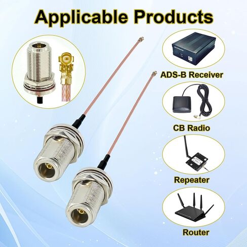 2PCS RG178 N Type U.FL IPX Coaxial Cable, Type-N Female to IPX MHF1 Pigtail Cable, 6Inch(15cm) Low Loss UFL IPX-1 to N Female Extension Jumper Cable for Wi-Fi Radios, Antenna,Wireless Routers in Saudi Arabia