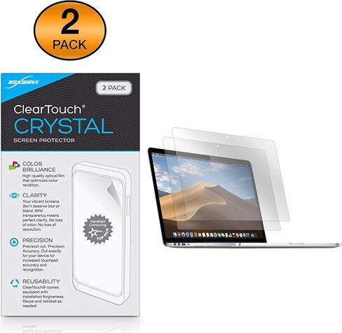 واقي شاشة BoxWave متوافق مع Apple MacBook Pro 15 بوصة (2018) - ClearTouch Crystal (عبوتان)، غلاف فيلم HD - يحمي من الخدوش in Kuwait