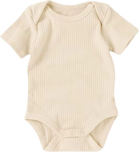 Organic Cotton Baby Bodysuit – Short Sleeve Ribbed Onesie for Newborns & Infants in Saudi Arabia