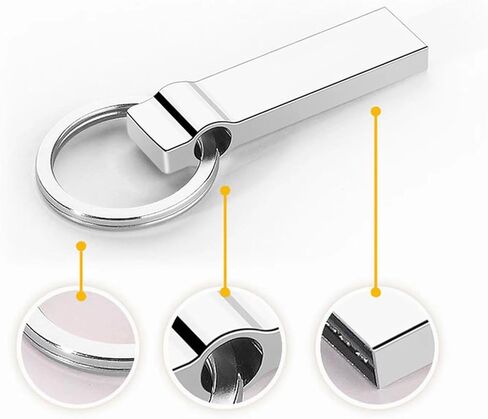محرك أقراص فلاش USB معدني ممتاز، سعة تخزين 32 جيجابايت، تصميم سلسلة مفاتيح فضية، نقل بيانات USB 2.0 عالي السرعة، محرك إبهام محمول (32 جيجابايت) in Saudi Arabia
