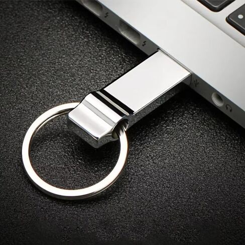 محرك أقراص فلاش USB معدني ممتاز، سعة تخزين 32 جيجابايت، تصميم سلسلة مفاتيح فضية، نقل بيانات USB 2.0 عالي السرعة، محرك إبهام محمول (32 جيجابايت) in Saudi Arabia