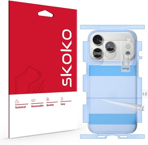 skoko [4 Pcs in 2Pack Matte Back & Side Edge Full Body Cover Protective Film with Slim Lens around Cover for iPhone 17 Pro, Bubble-Free, Easy Attachment, TPU-Like Screen Protector in Saudi Arabia